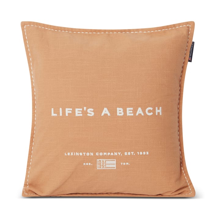 Life's A Beach 刺繍 クッションカバー 50x50 cm - Beige-white - Lexington | レキシントン