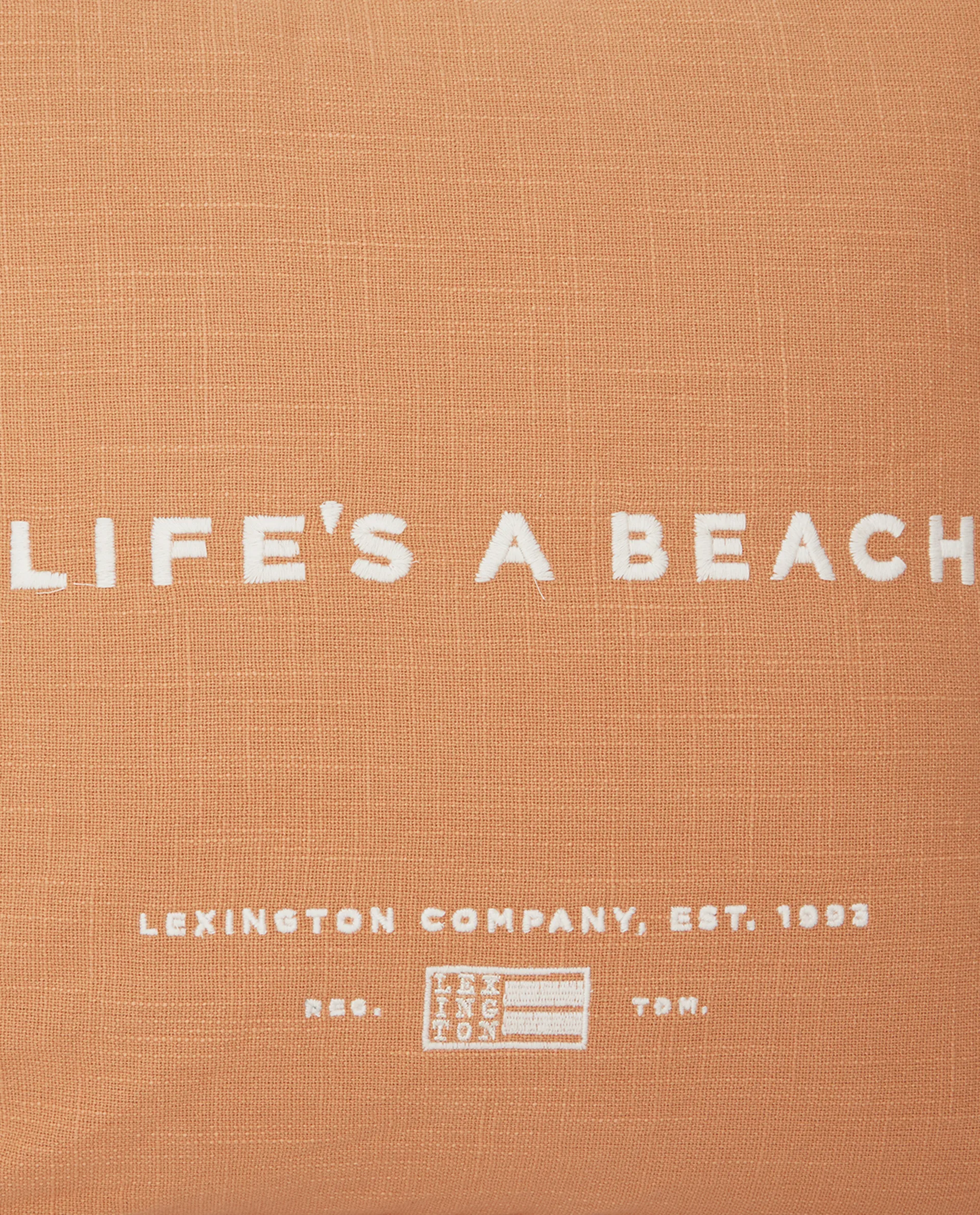 Life's A Beach 刺繍 クッションカバー 50x50 cm, Beige-white Lexington | レキシントン