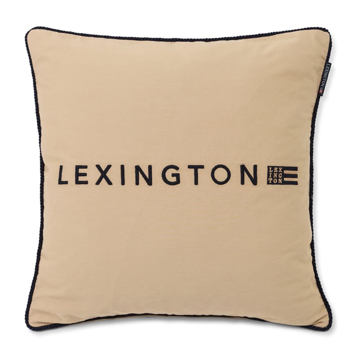 Logo オーガニックコットン Twill ピローケース 50x50 cm - Beige-dark blue - Lexington | レキシントン