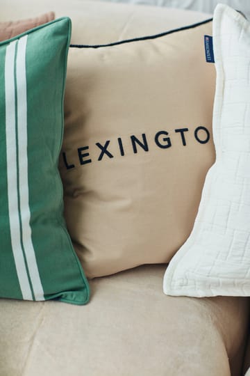 Logo オーガニックコットン Twill ピローケース 50x50 cm - Beige-dark blue - Lexington | レキシントン
