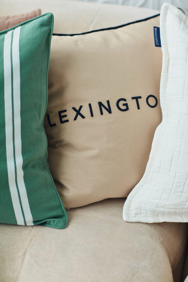 Logo オーガニックコットン Twill ピローケース 50x50 cm, Beige-dark blue Lexington | レキシントン