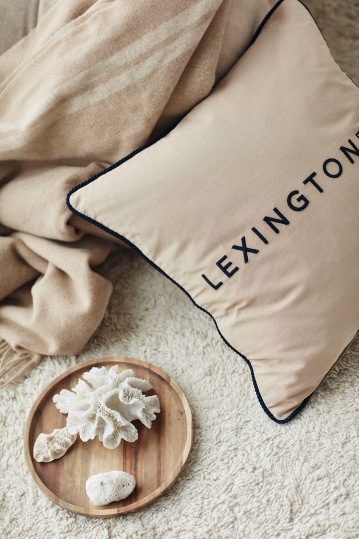 Logo オーガニックコットン Twill ピローケース 50x50 cm, Beige-dark blue Lexington | レキシントン