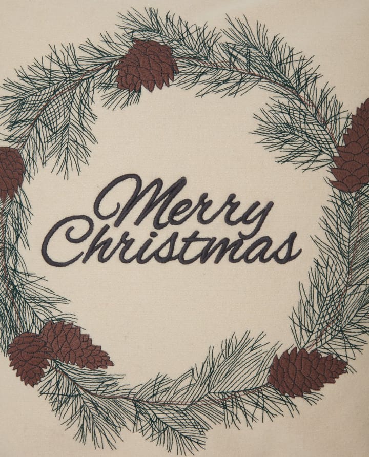 Merry Christmas ウールミックス クッションカバー 50x50 cm - White-green-beige - Lexington | レキシントン