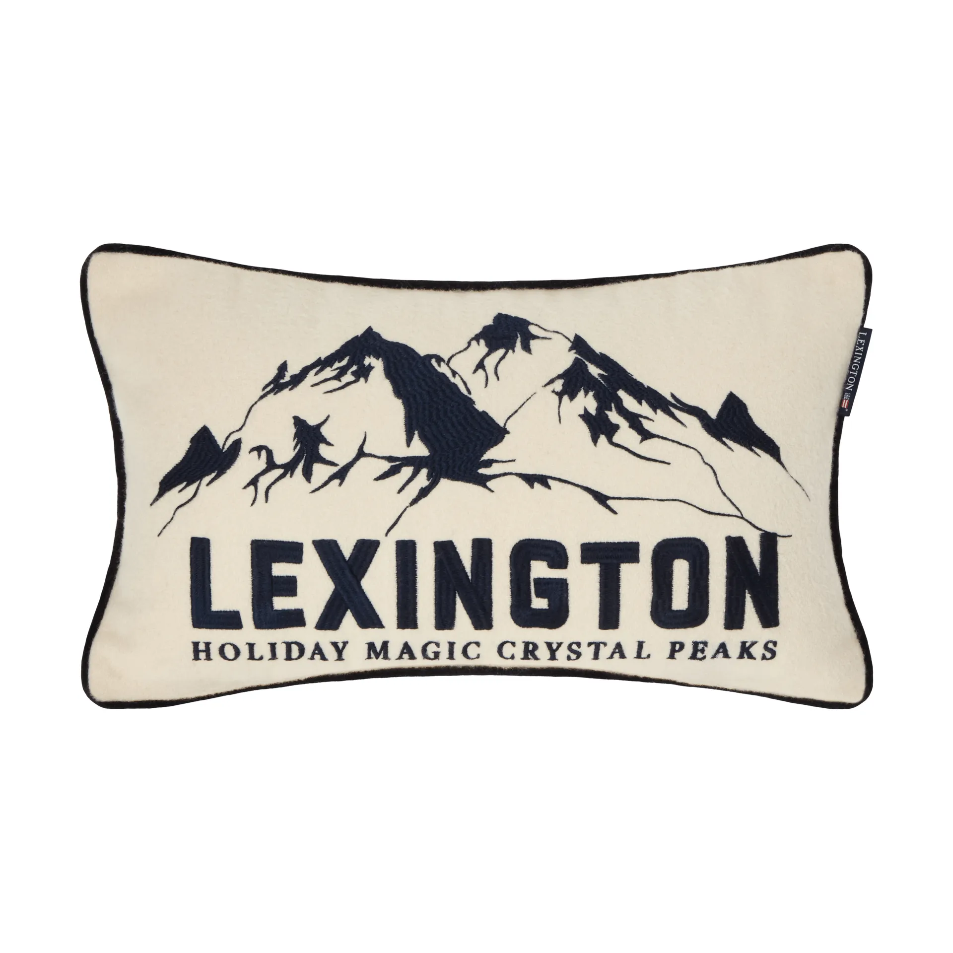 Mountains Logo ウール混 装飾クッション, White-navy, 50x30 cm Lexington | レキシントン