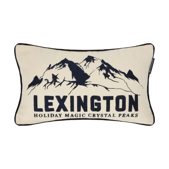 Mountains Logo ウール混 装飾クッション - White-navy, 50x30 cm - Lexington | レキシントン