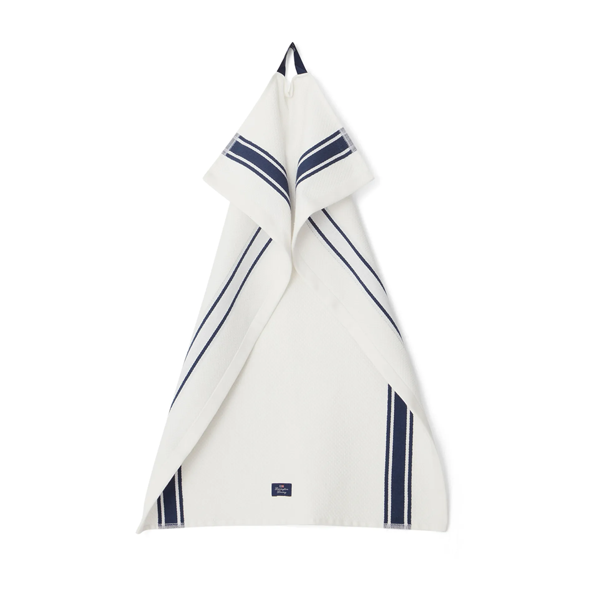 Organic Cotton Waffle キッチンタオル 50x70 cm, White-Dark blue Lexington | レキシントン