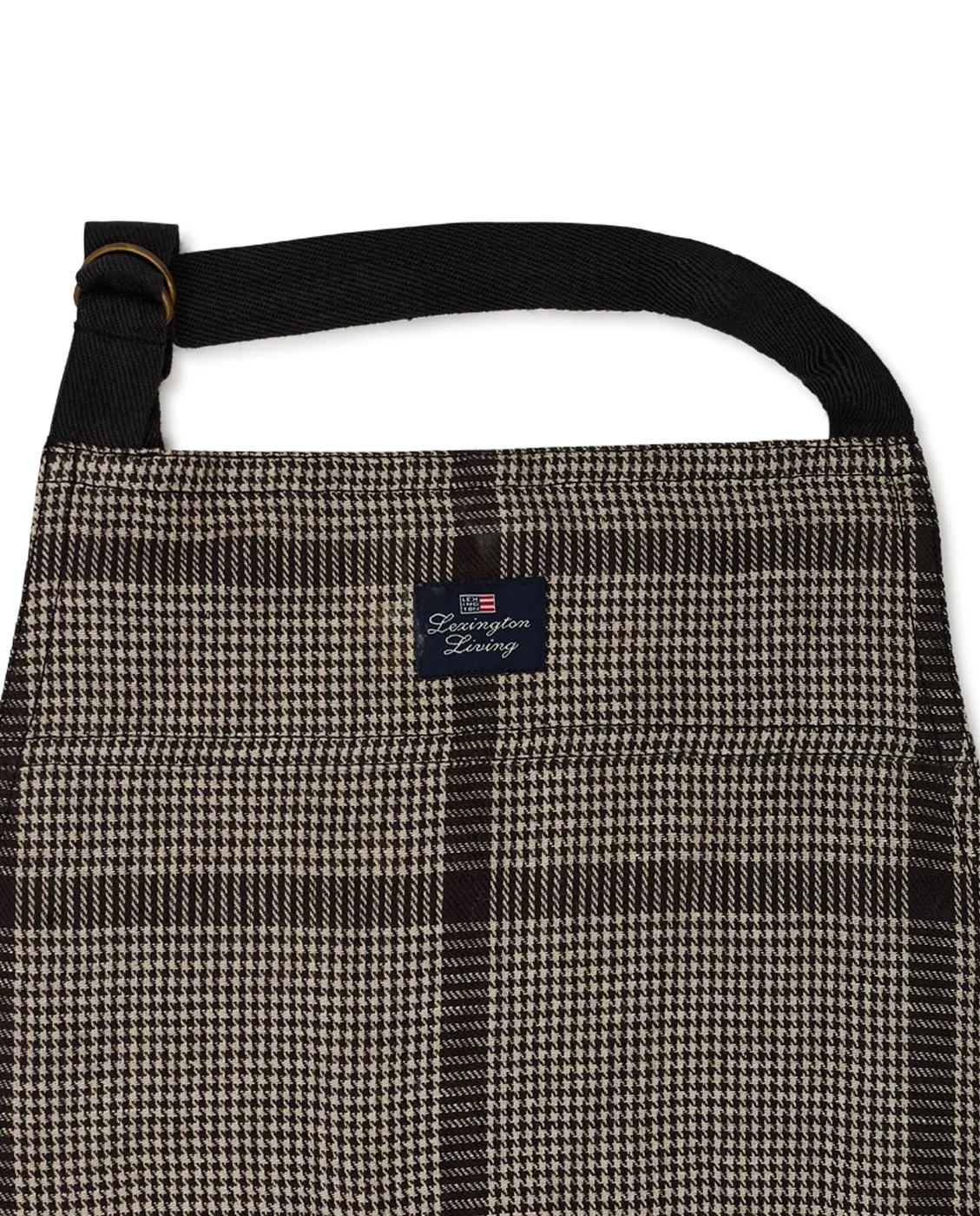 Pepita Check コットンリネン エプロン, Dark Grey-beige Lexington | レキシントン
