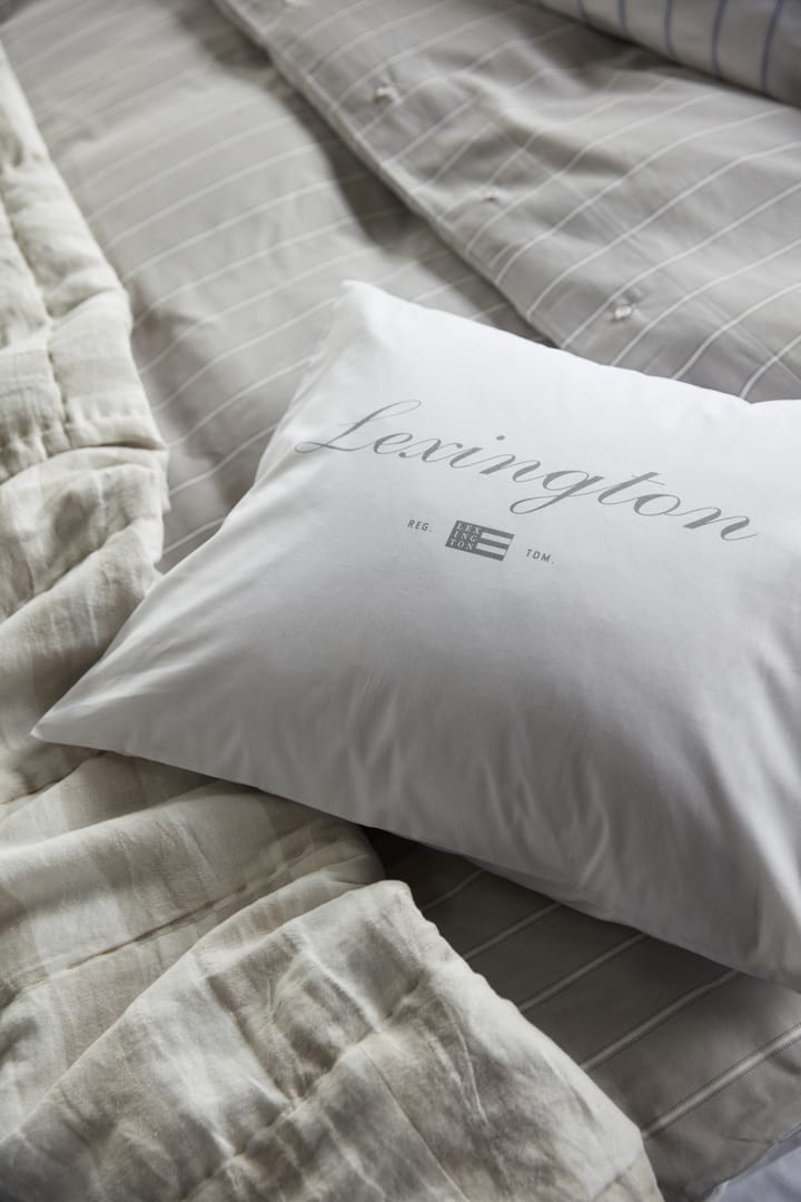 Printed Organic Cotton Poplin ピローケース 50x60 cm, White-grey Lexington | レキシントン