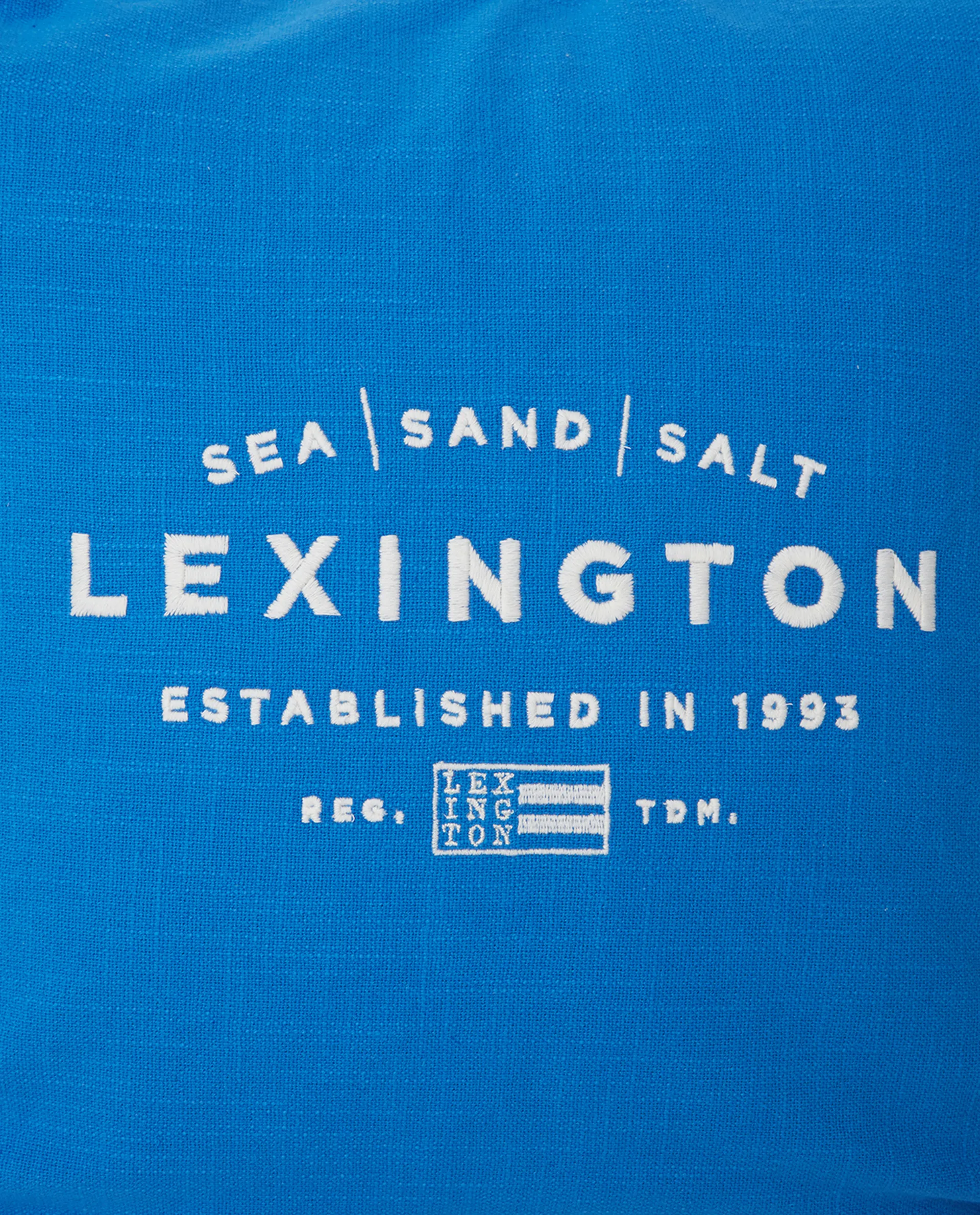 Sea Sand Salt ロゴ刺繍ピローケース 50x50 cm, Blue-white Lexington | レキシントン