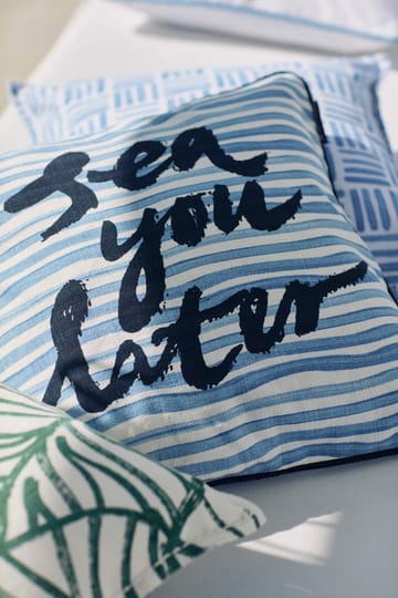 Sea You Later コットンキャンバス ピローケース 50x50 cm - White-blue - Lexington | レキシントン