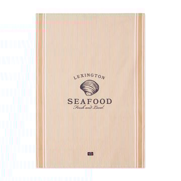 Seafood ス��トライプ & プリントキッチンタオル 50x70 cm - Beige-white - Lexington | レキシントン