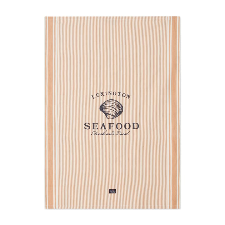Seafood ストライプ & プリントキッチンタオル 50x70 cm, Beige-white Lexington | レキシントン