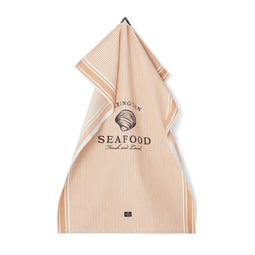 Seafood ストライプ & プリントキッチンタオル 50x70 cm - Beige-white - Lexington | レキシントン