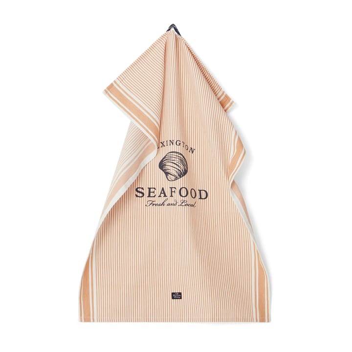 Seafood ストライプ & プリントキッチ��ンタオル 50x70 cm, Beige-white Lexington | レキシントン
