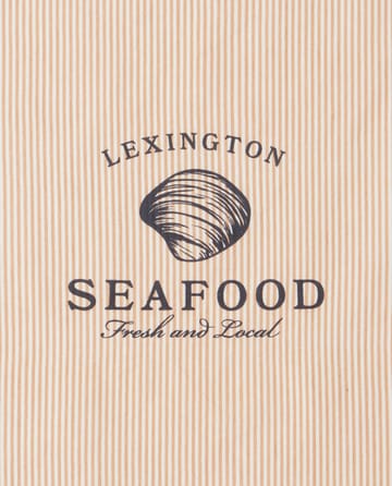 Seafood ストライプ & プリントキッチンタオル 50x70 cm - Beige-white - Lexington | レキシントン