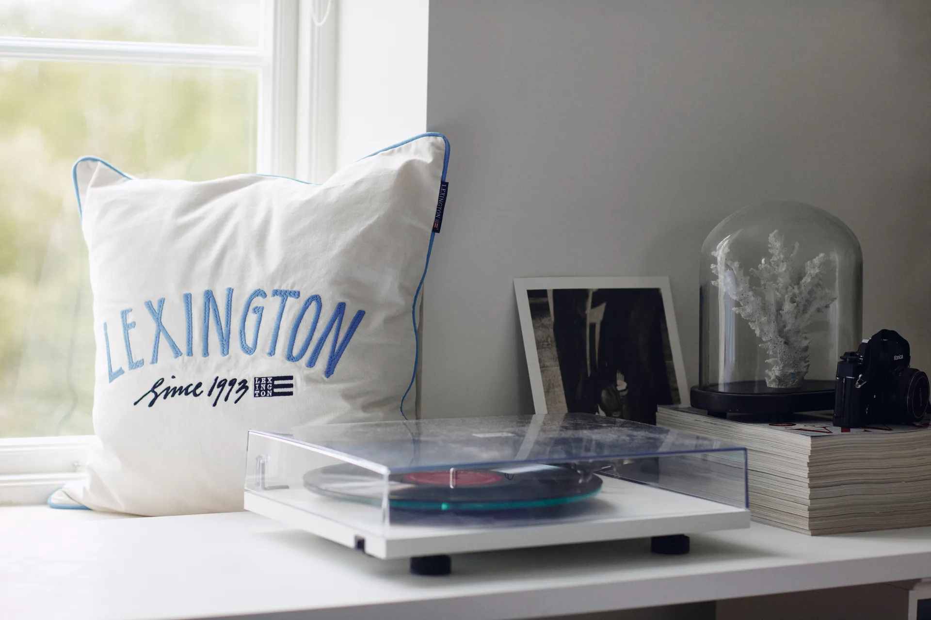 Since 1993 オーガニックコットン ピローケース 50x50 cm, White-blue Lexington | レキシントン