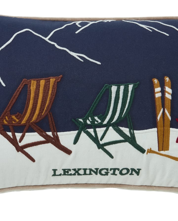 Ski resort オーガニックコットンツイル クッション 30x50 cm, White-Dark blue Lexington | レキシントン