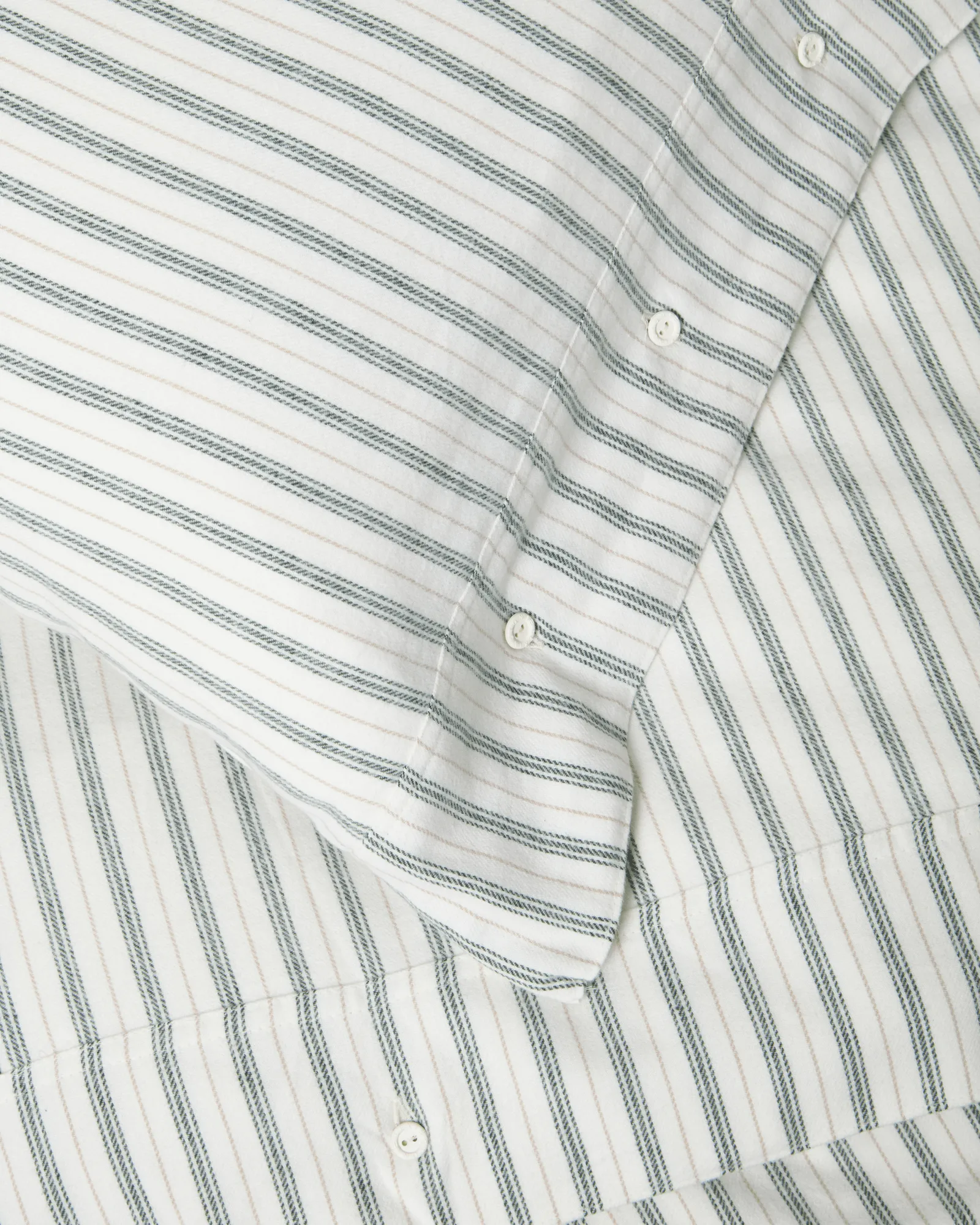 Stripe コットンフランネル 寝具セット, White-green-beige, 2 pcs 50x60 cm/1 pcs 220x220 cm Lexington | レキシントン