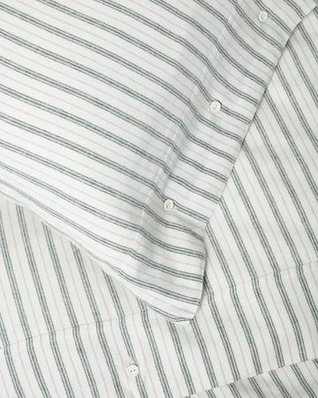 Stripe コットンフランネル 寝具セット - White-green-beige, 2 pcs 50x60 cm/1 pcs 220x220 cm - Lexington | レキシントン
