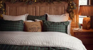 Stripe コットンフランネル 枕カバー - White-green-beige, 50x60 cm - Lexington | レキシントン