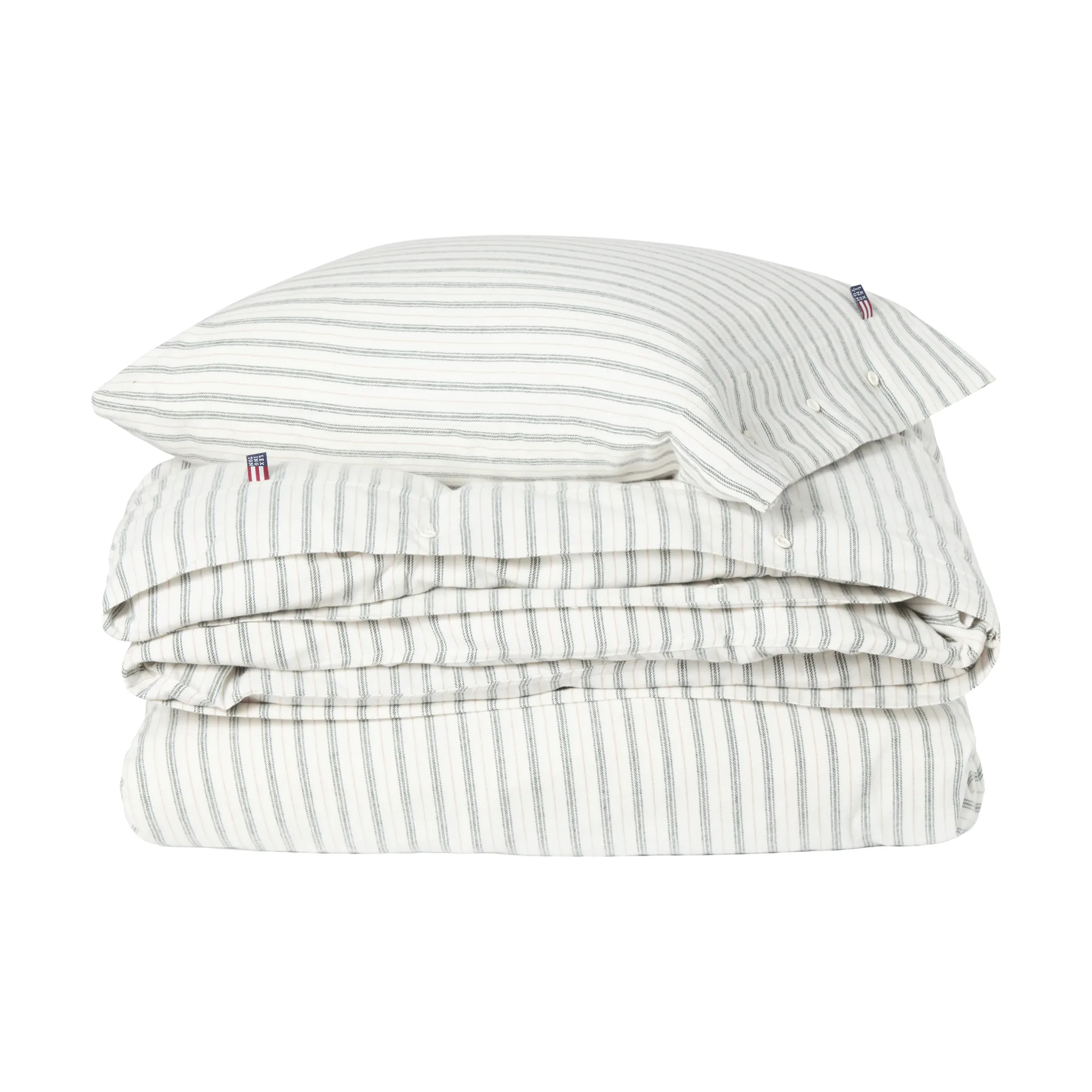 Stripe コットンフランネル 寝具セット, White-green-beige, 50x60 cm/150x210 cm Lexington | レキシントン