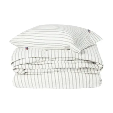 Stripe コットンフランネル 寝具セット - White-green-beige, 50x60 cm/150x210 cm - Lexington | レキシントン