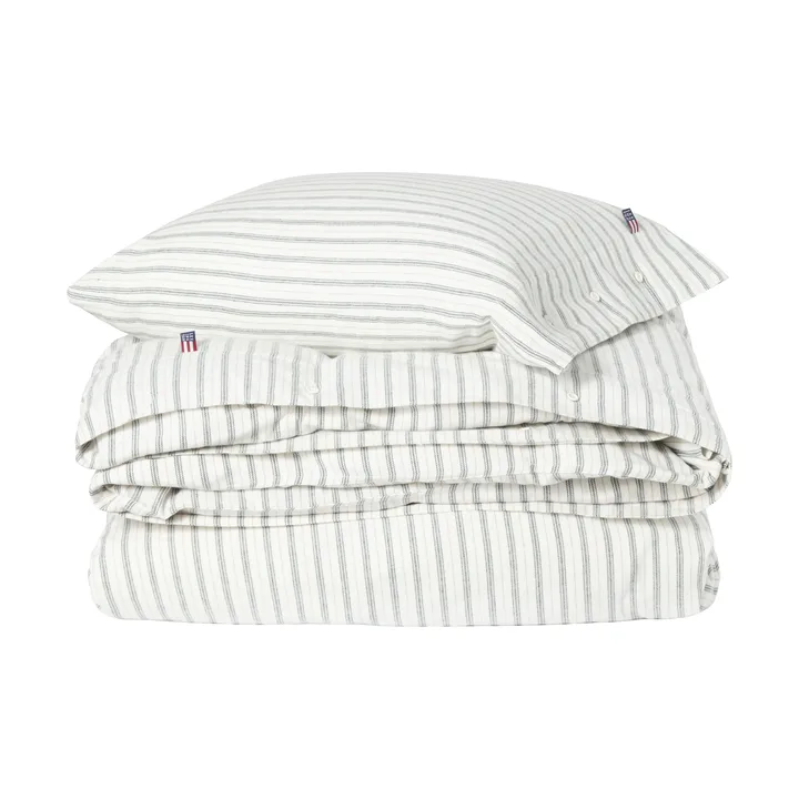 Stripe コットンフランネル 寝具セット - White-green-beige, 50x60 cm/150x210 cm - Lexington | レキシントン