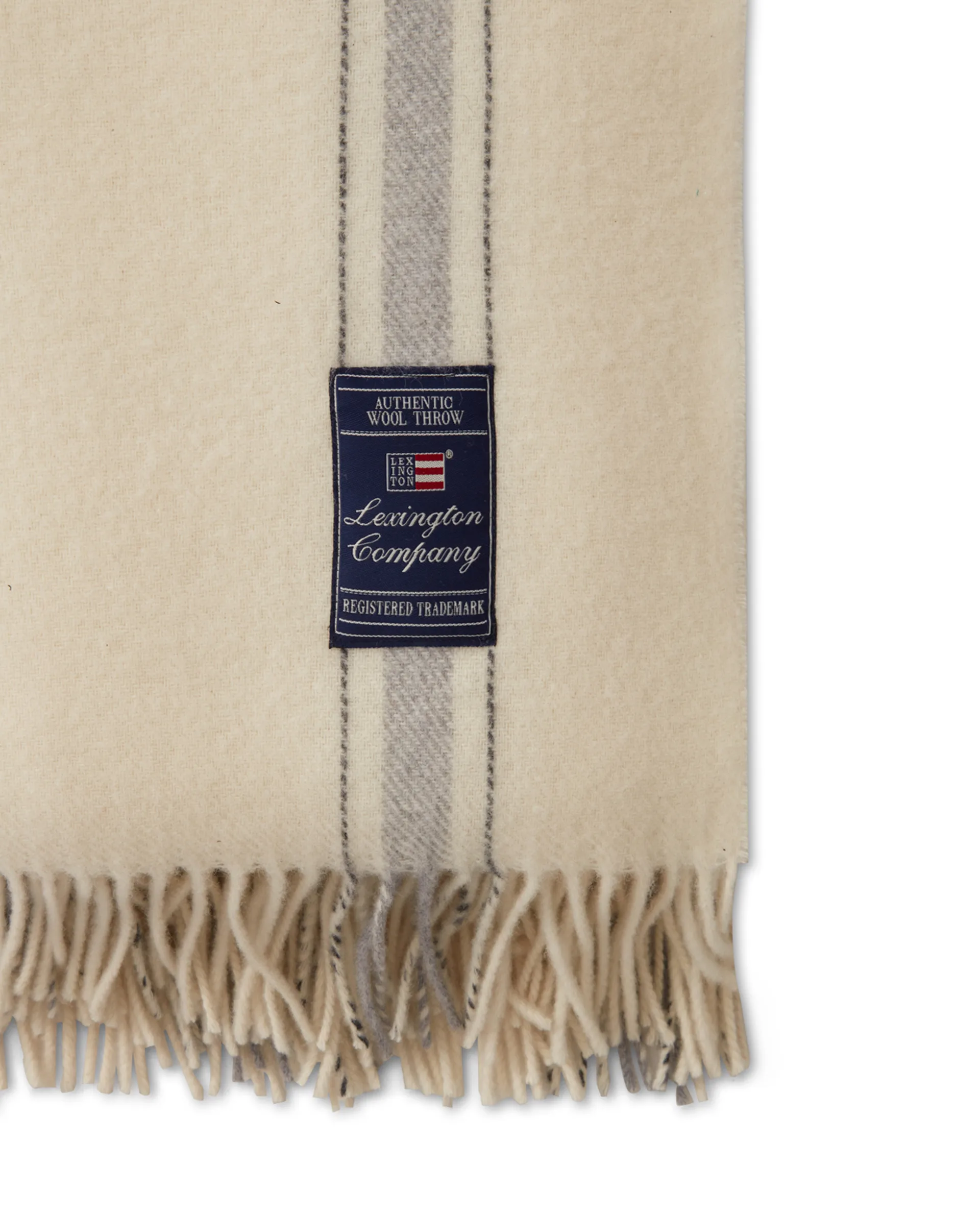 Striped リサイクル ウールスロー 130x170 cm, Offwhite-grey Lexington | レキシントン