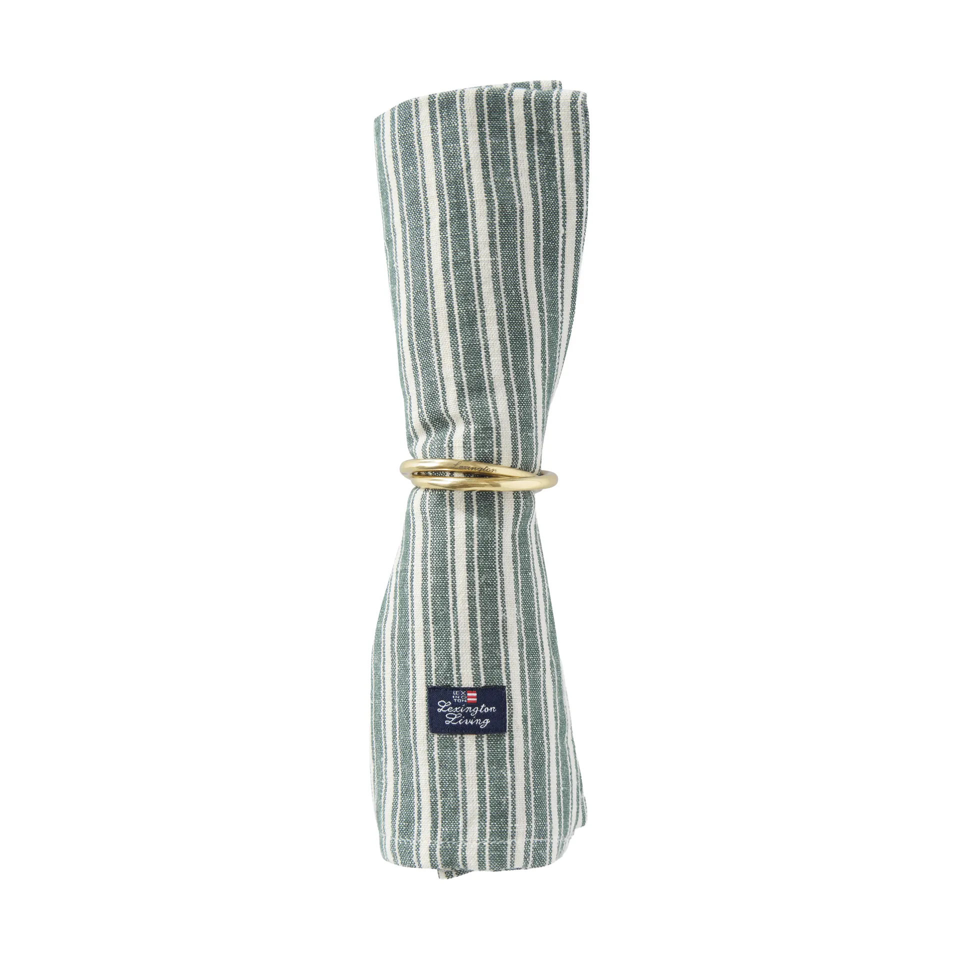 Striped linen napkins, Green-light beige, 50x50 cm Lexington | レキシントン