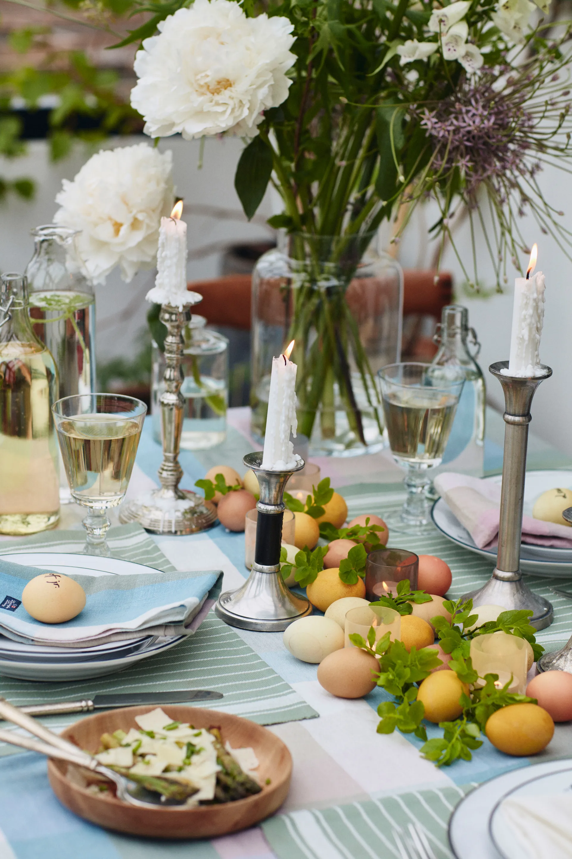 Striped オーガニックコットン Rips ランチョンマット 50x250 cm, Green-white Lexington | レキシントン