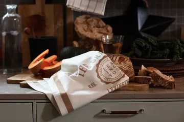 The Original Cotton Twill キッチンタオル 50x70 cm - Off White-brown - Lexington | レキシントン