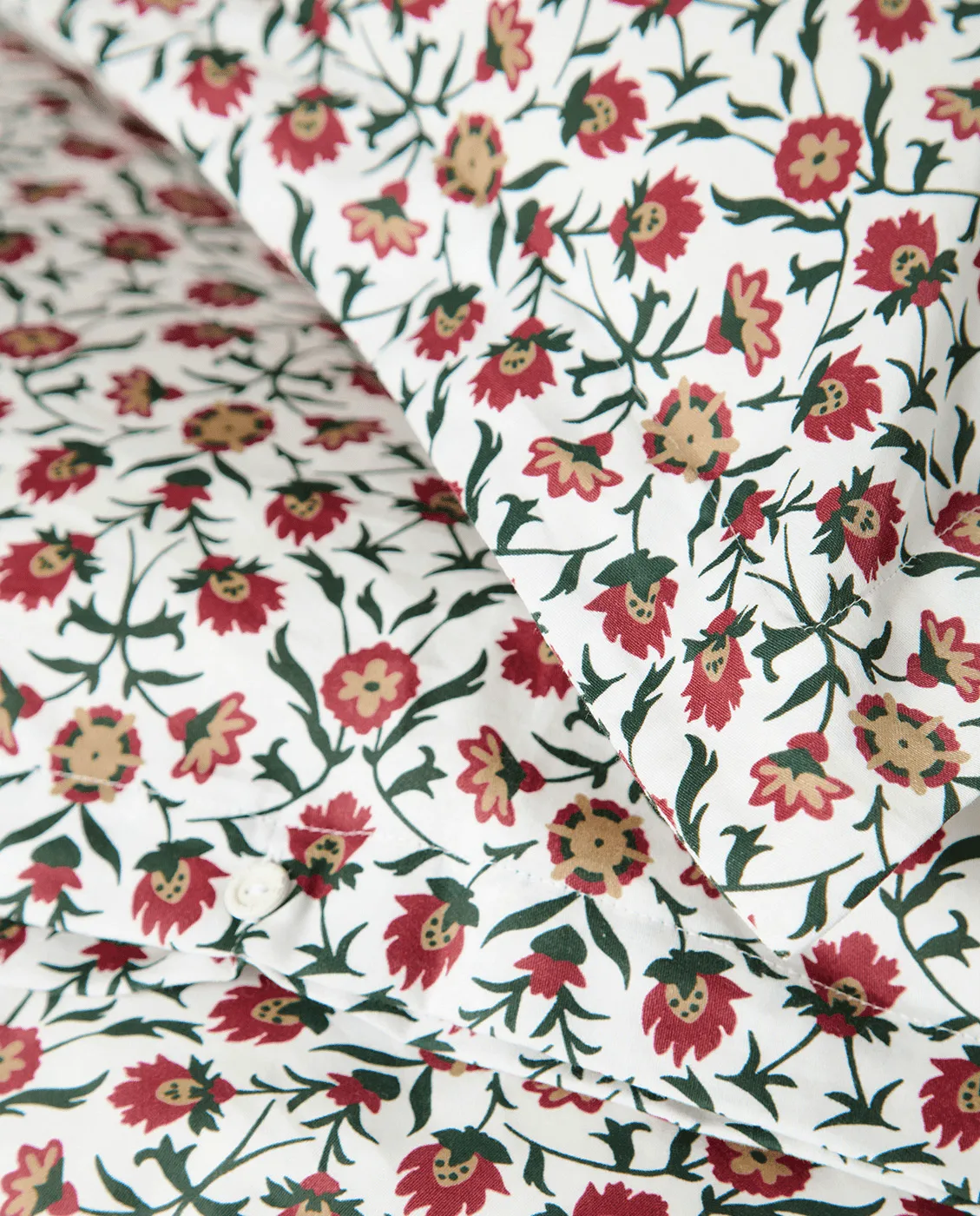 花柄 コットンサテン 寝具セット, White-red-green-beige, 2 pcs 50x60 cm/1 pc 220x220 cm Lexington | レキシントン