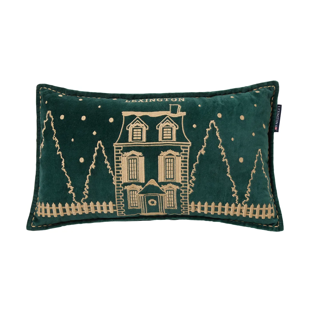 Winter House オーガニックベルベットクッション 30x50 cm, Green-Light Beige Lexington | レキシントン