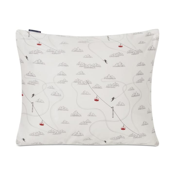 Winter Printed コットン サテン ピローケース 50x60 cm, White-grey-red Lexington | レキシントン