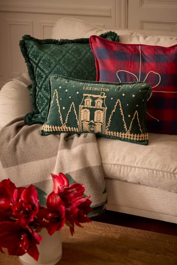 Wrapped チェック エコ フランネルクッションカバー 50x50 cm - Dark blue-red - Lexington | レキシントン