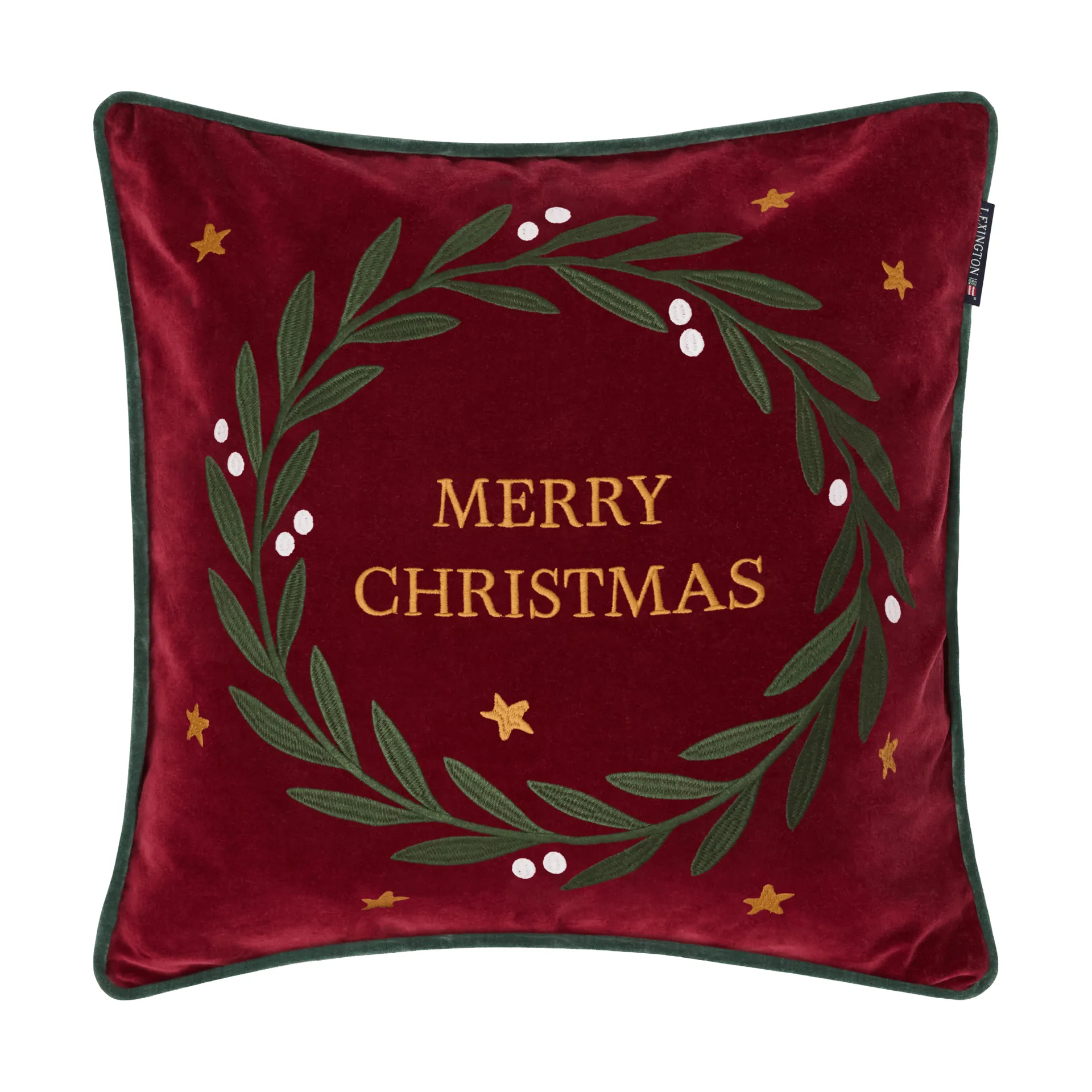 Wreathオーガニックコットン ベルベットクッションカバー 50x50 cm, Red-green-yellow, 50x50 cm Lexington | レキシントン