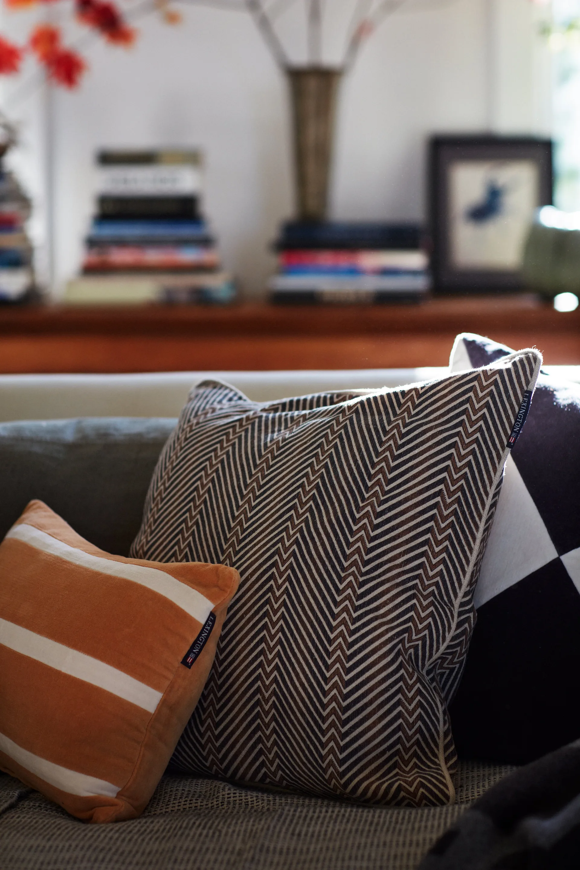 Zig Zag Printed クッションカバー 50x50 cm, Brown-beige Lexington | レキシントン