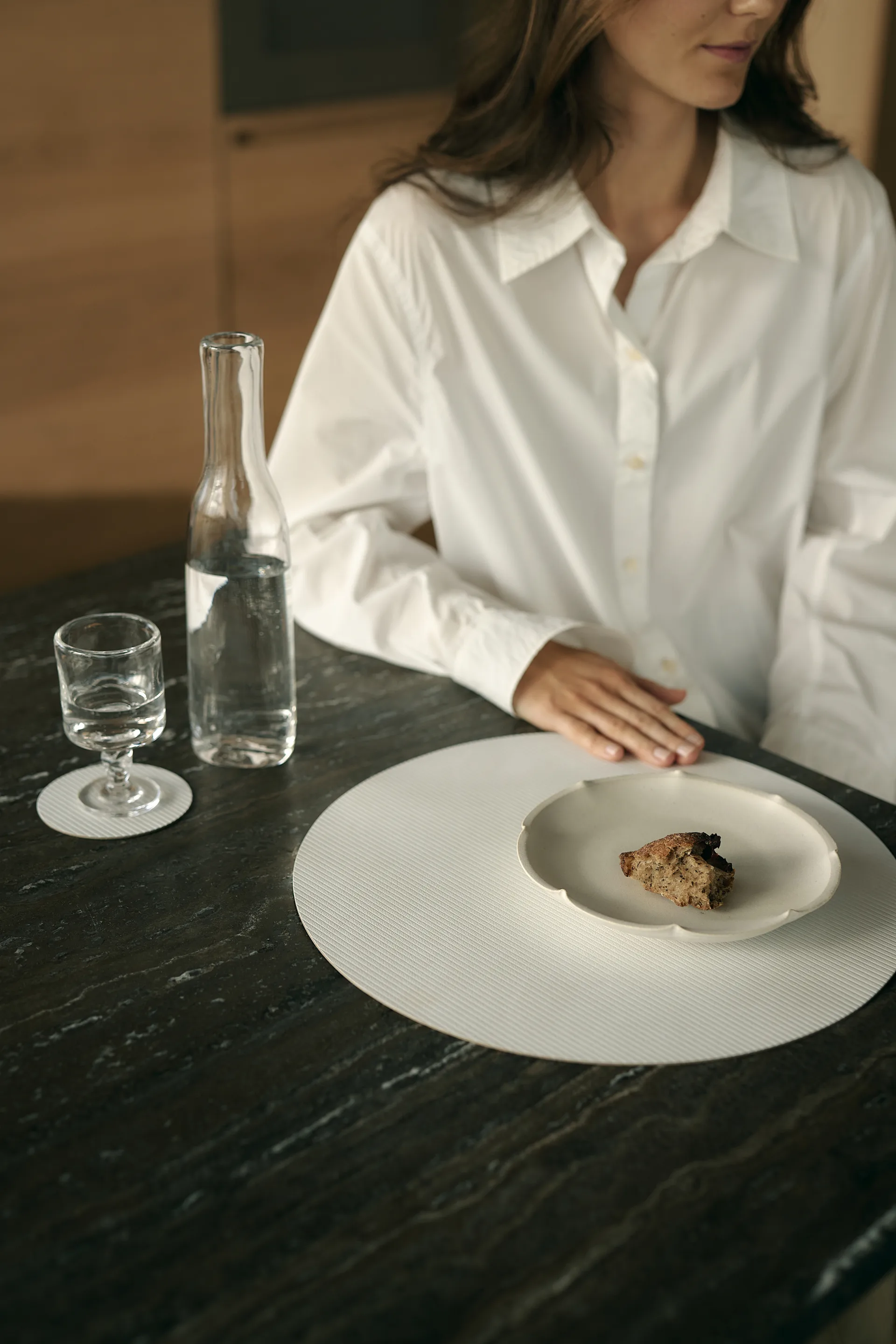 Corduroy プレースマット, Pure white, circle, L LIND DNA | リンド ディーエヌエー