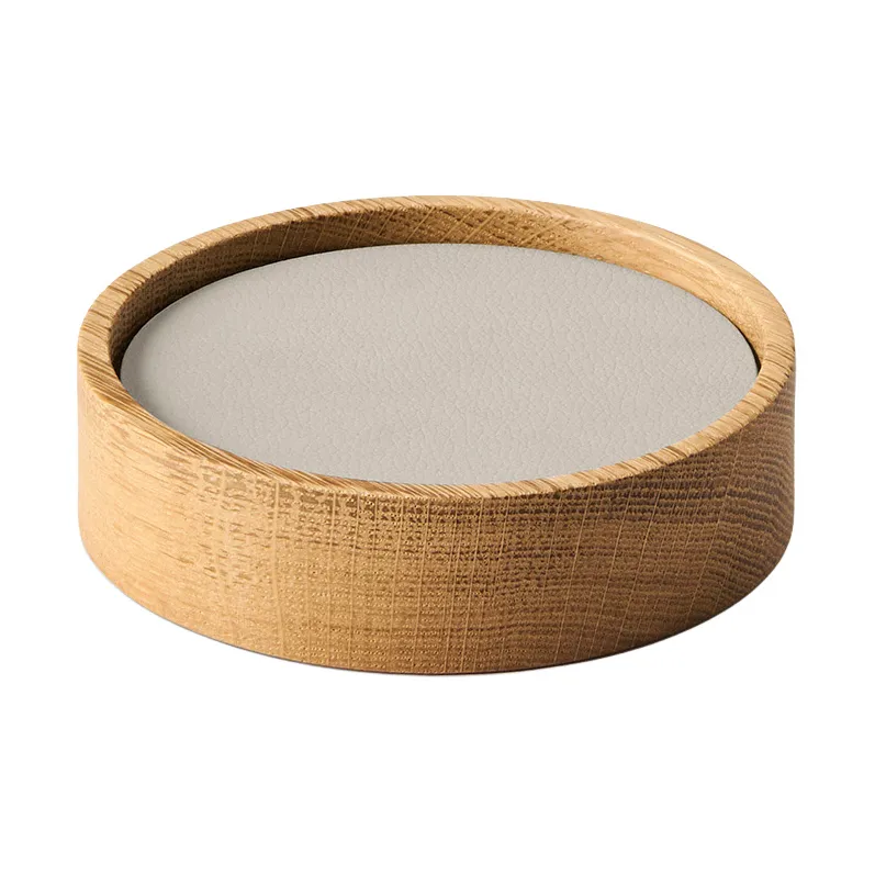 Wood Box コースターセット, Nature-oak, circle, S, Nupo oyster white, 9 pieces LIND DNA | リンド ディーエヌエー