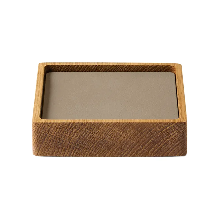 Wood Box コースターセット - Nature-oak, square, S, Nupo clay brown, 9 pieces - LIND DNA | リンド ディーエヌエー
