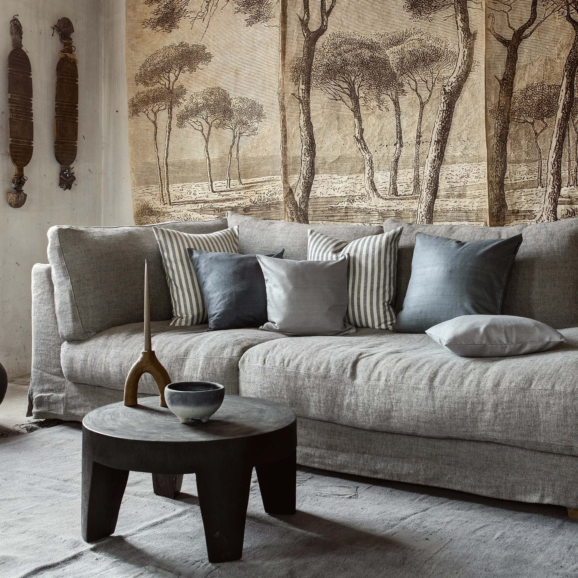 Seta クッションカバー 50x50 cm, Black Linum | リナム