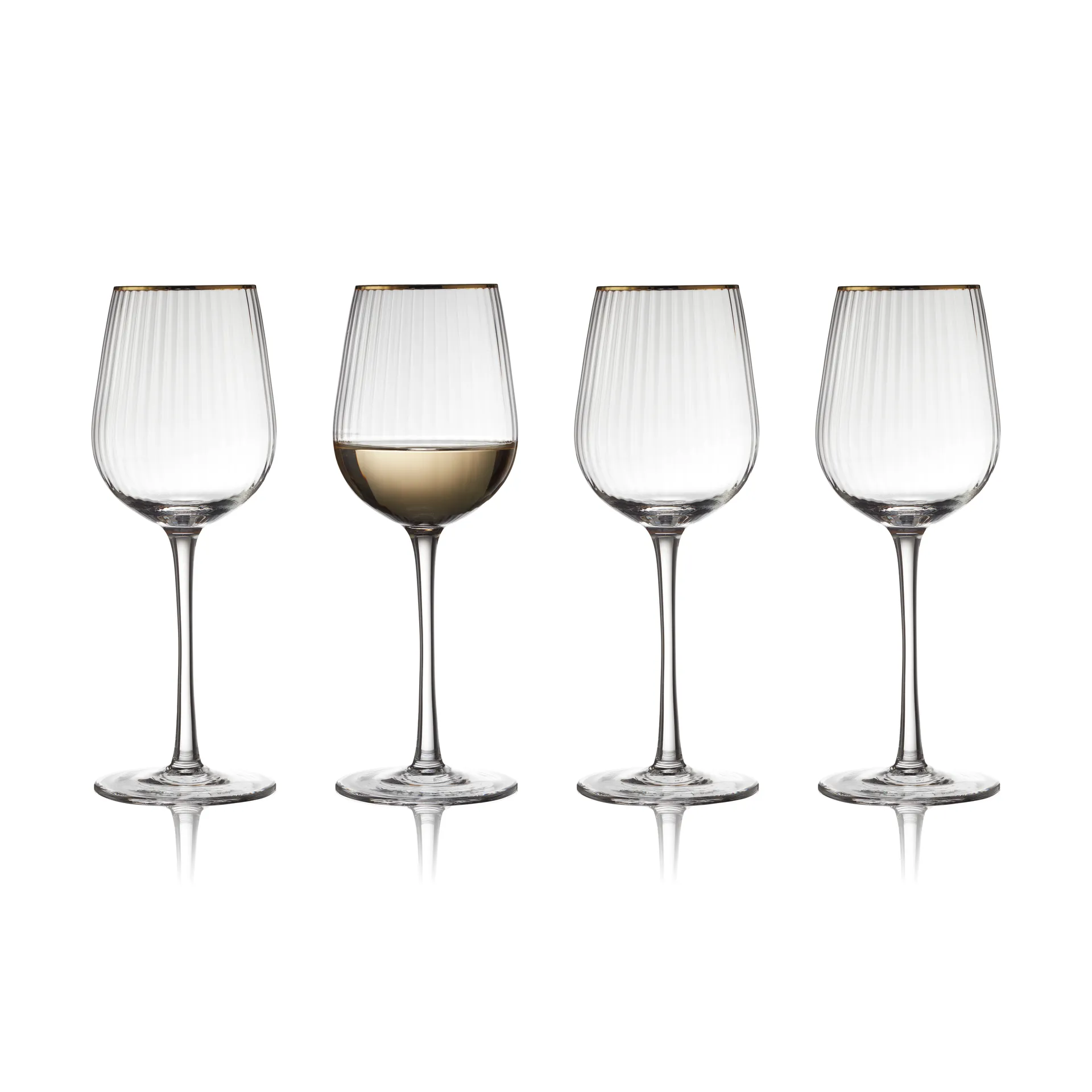 Palermo Gold 白ワイングラス 30 cl 4本セット, Clear-gold Lyngby Glas