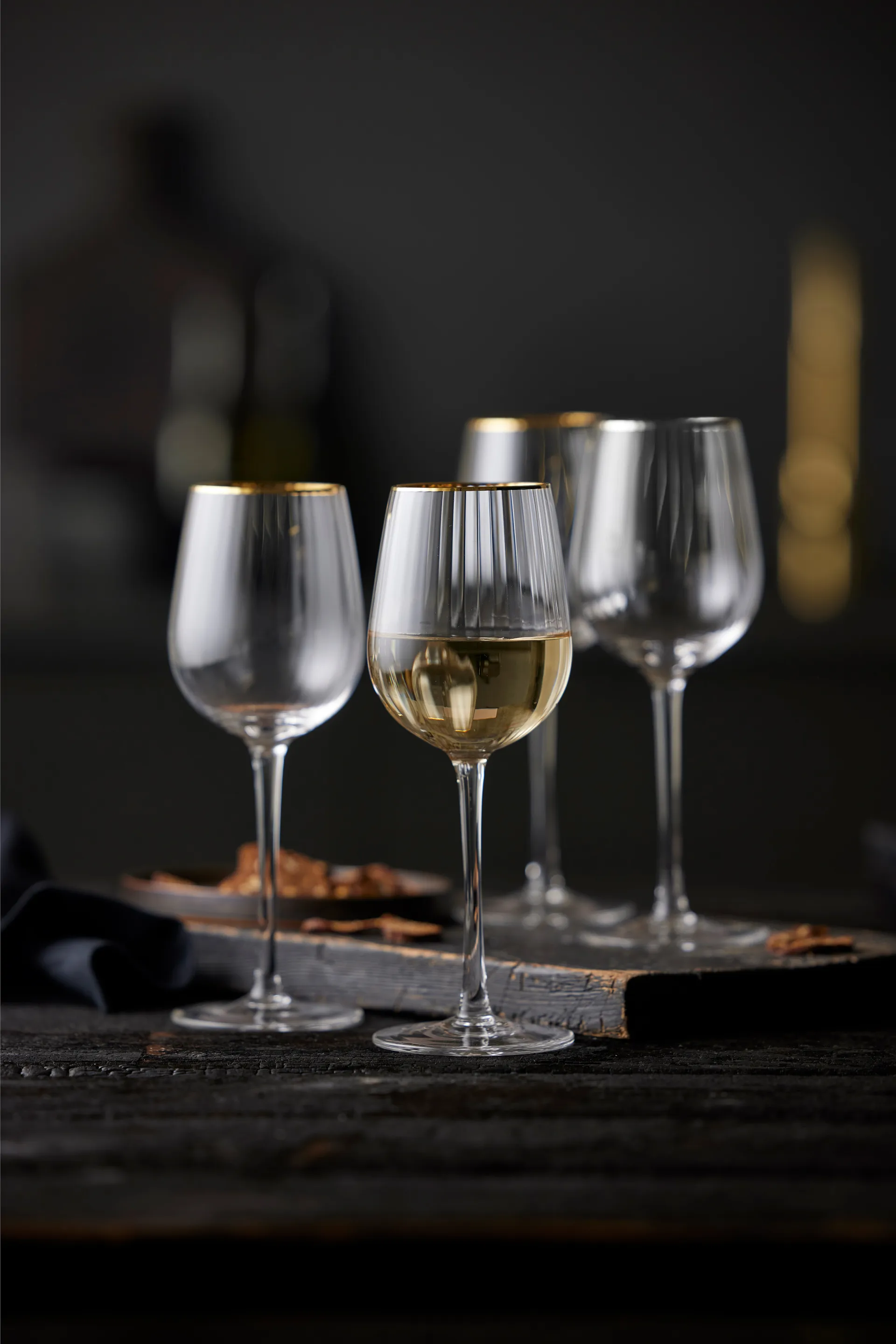 Palermo Gold 白ワイングラス 30 cl 4本セット, Clear-gold Lyngby Glas
