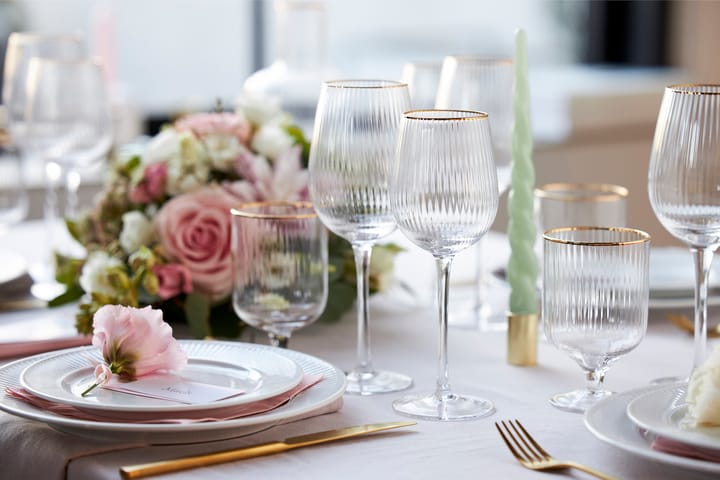 Palermo Gold 白ワイングラス 30 cl 4本セット, Clear-gold Lyngby Glas