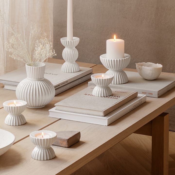 Lyngby Tura ブロックキャンドルホルダー Ø11.5 cm, White Lyngby Porcelæn | リュンビューポーセリン