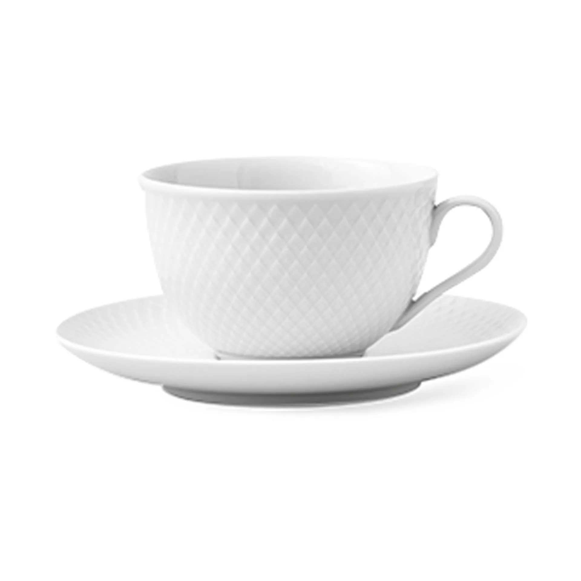 Rhombe ティーカップ & ソーサー 24 cl, White Lyngby Porcelæn | リュンビューポーセリン