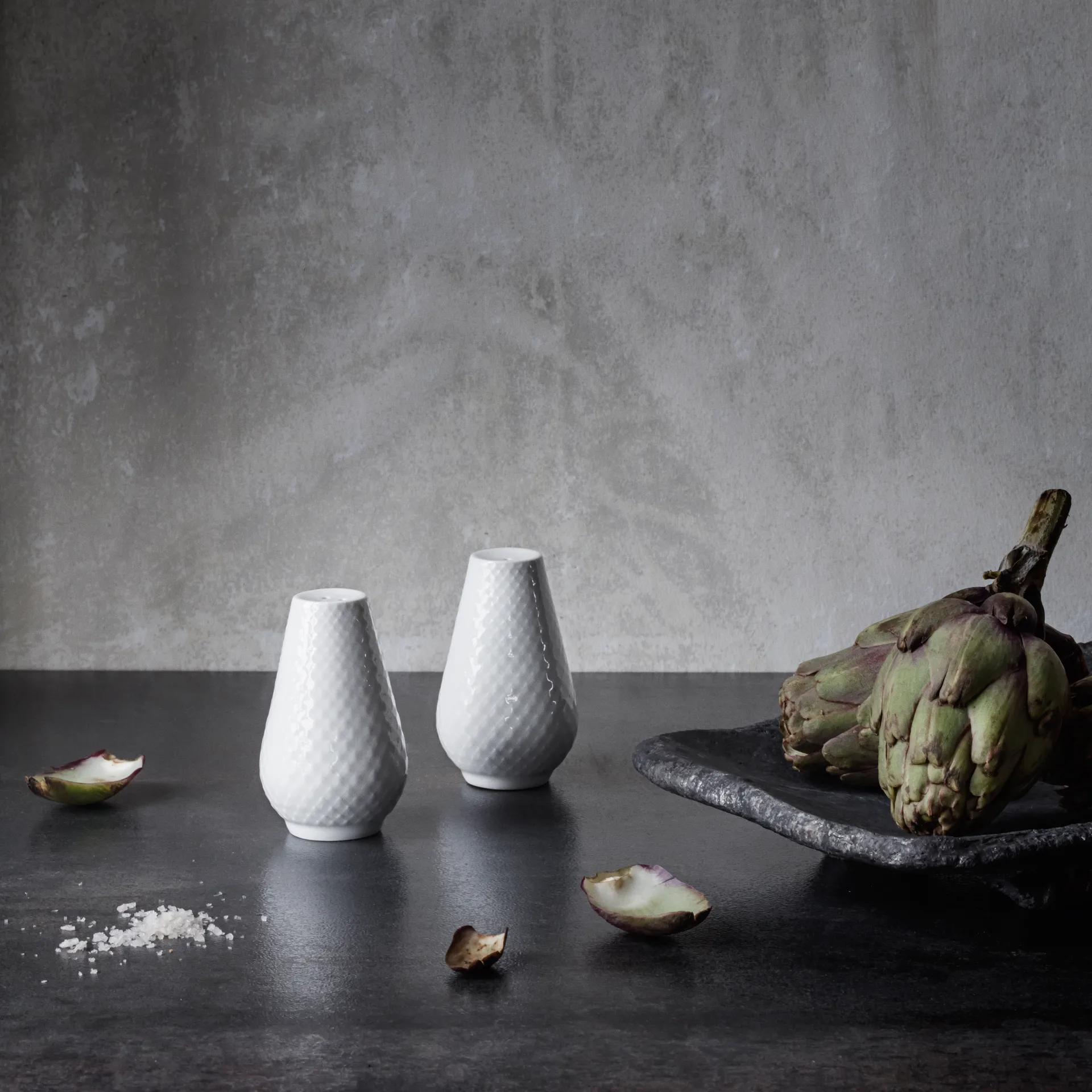 Rhombeソルト&ペッパーセット, White Lyngby Porcelæn | リュンビューポーセリン
