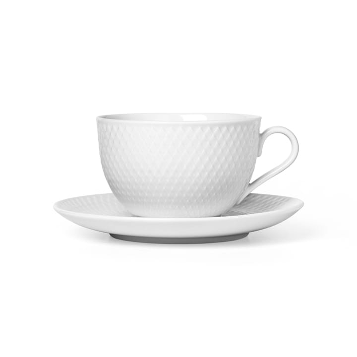 Rhombe ティーカップ ソーサー付き - white - Lyngby Porcelæn | リュンビューポーセリン