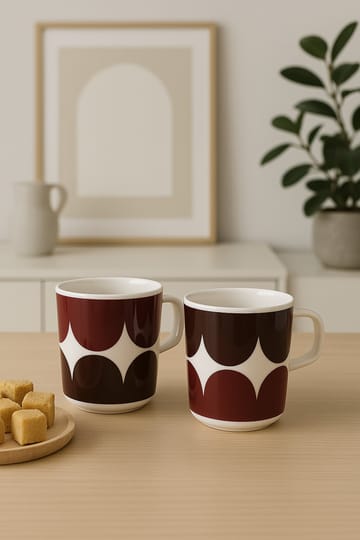ハルカ マグカップ 25 cl 2個セット - white-dark wine-dark red - Marimekko | マリメッコ
