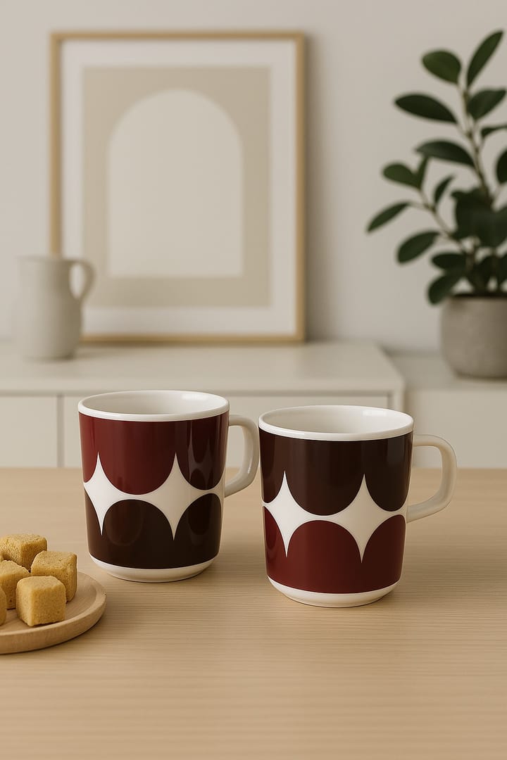 ハルカ マグカップ 25 cl 2個セット, white-dark wine-dark red Marimekko | マリメッコ